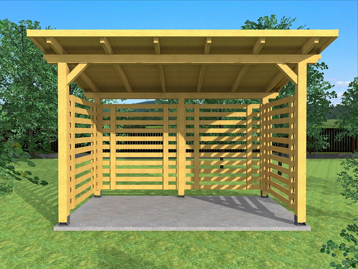 Dřevěný dřevník.