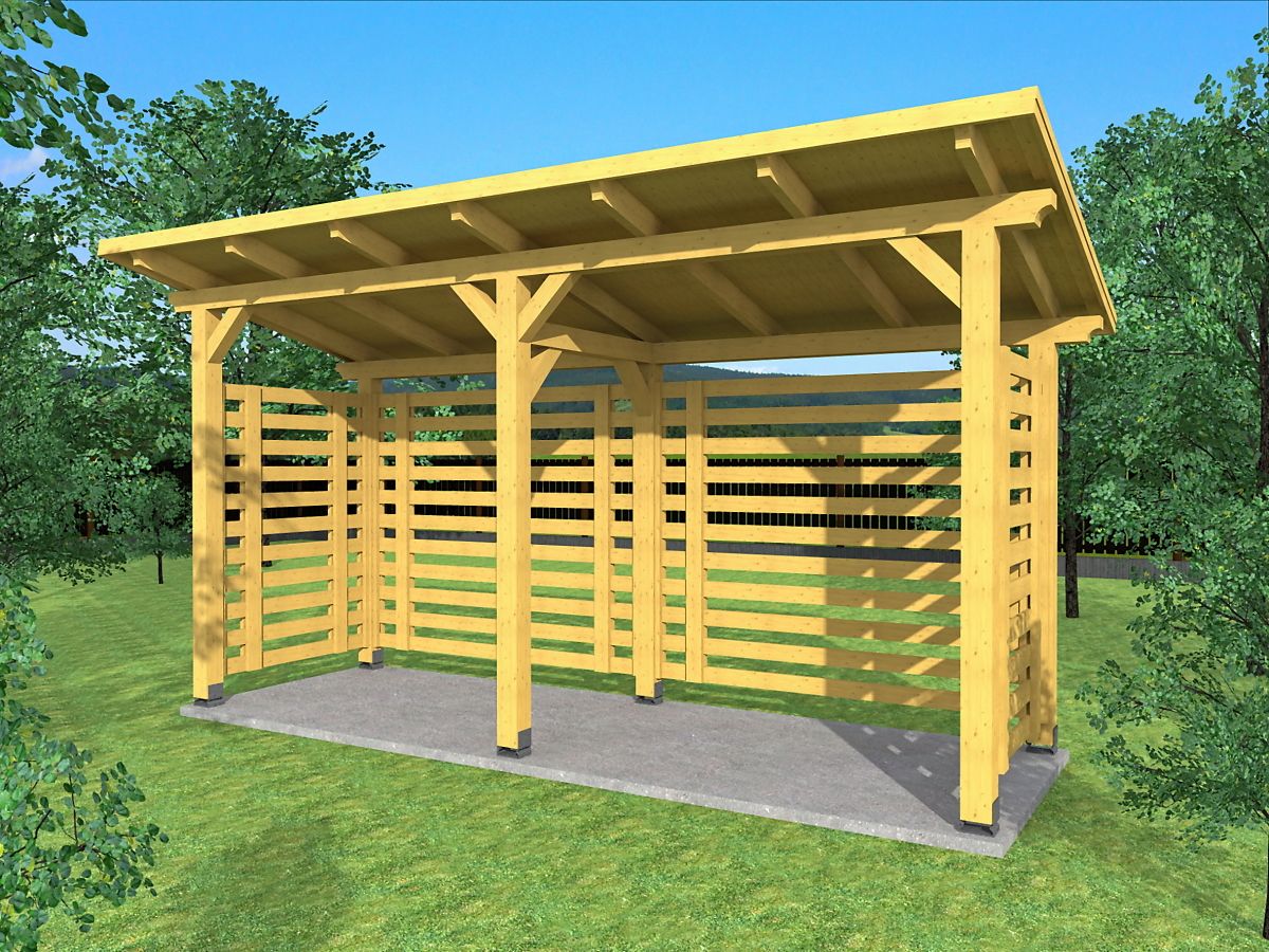 Dřevník pro uskladnění dřeva.