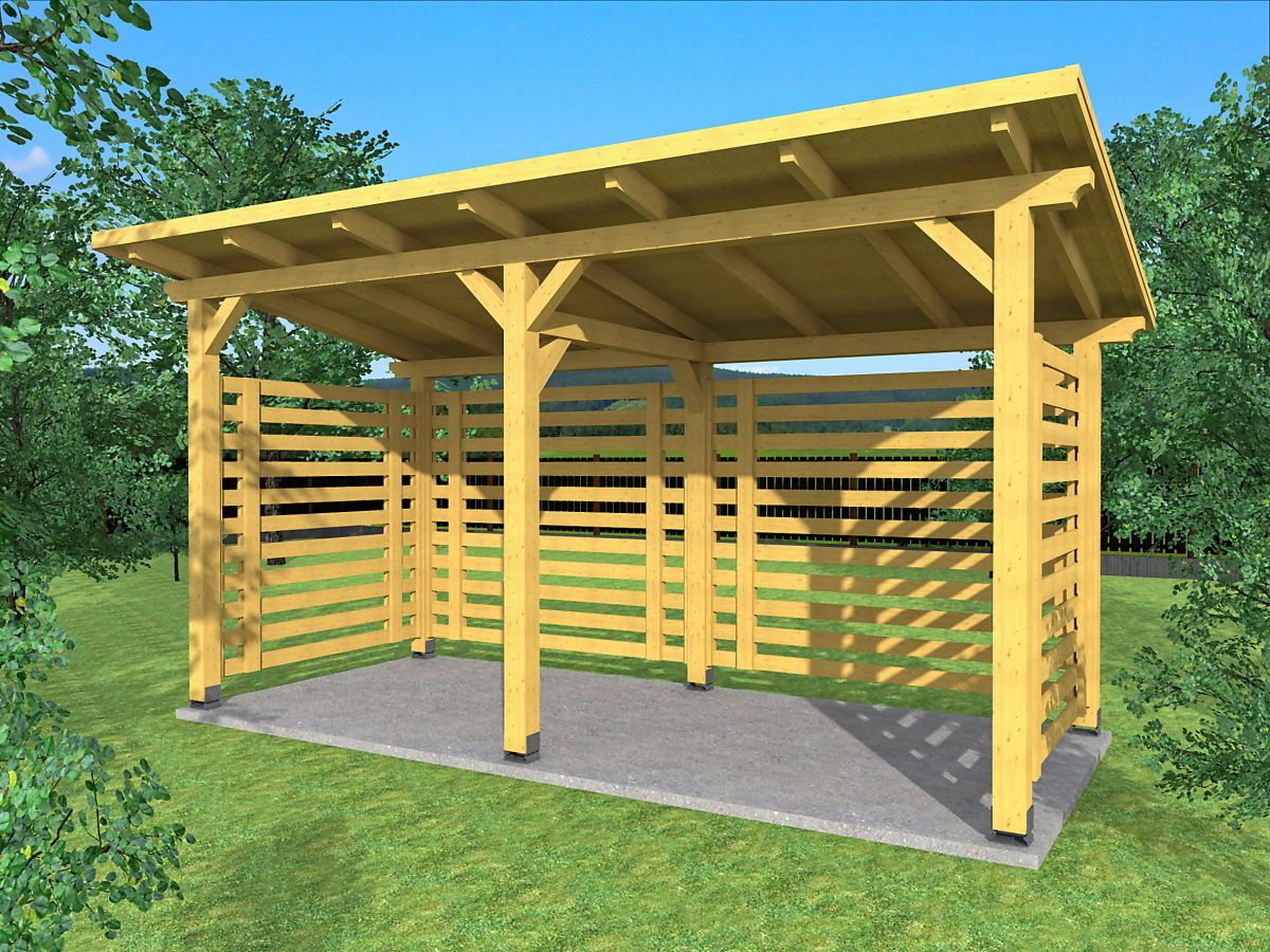 Dřevník pro uskladnění dřeva.