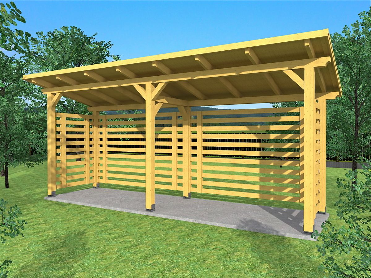 Dřevník pro uskladnění dřeva.