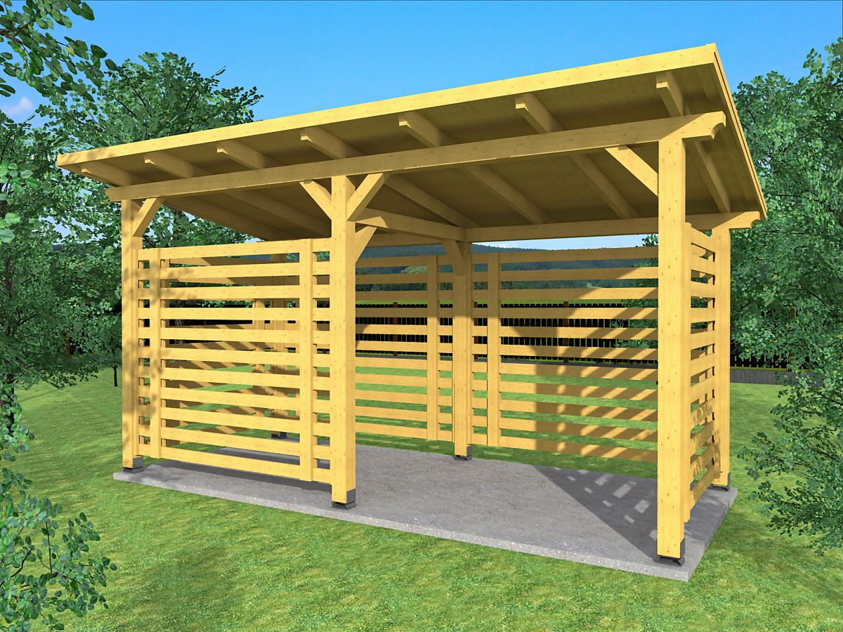 Dřevník pro uskladnění dřeva.