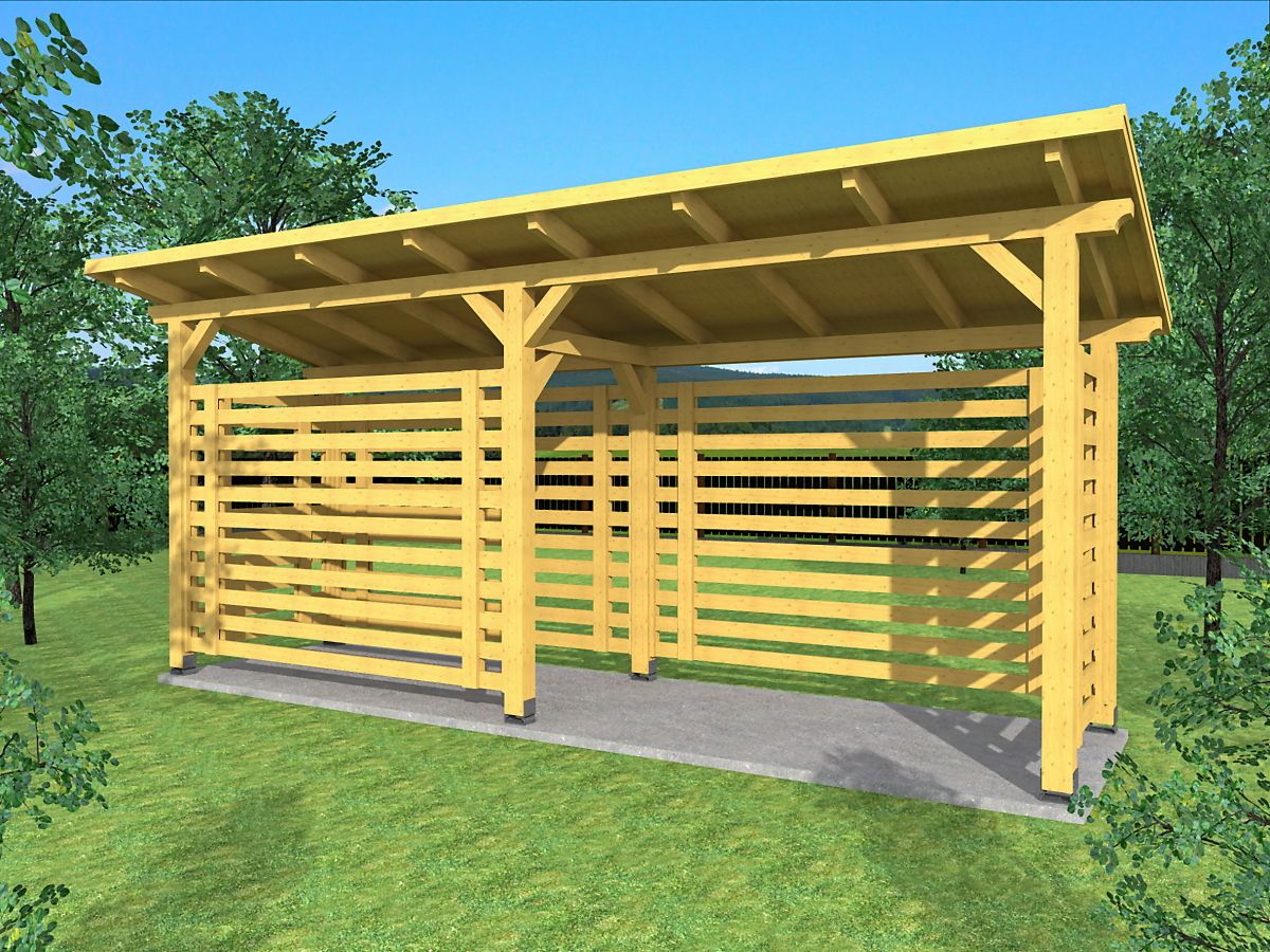 Dřevník pro uskladnění dřeva.