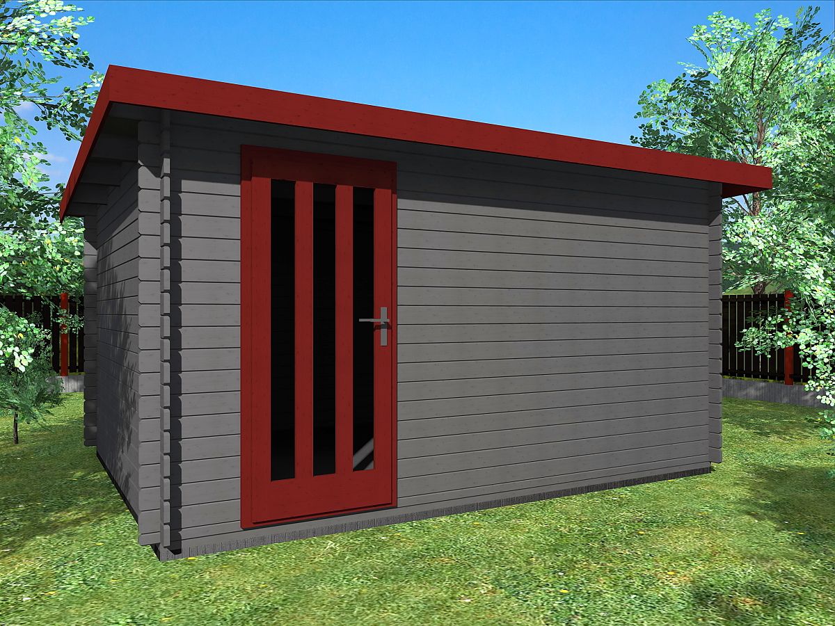 Zahradní domek Roland 400x350 - Vizualizace zahradního domku s rovnou střechou.
