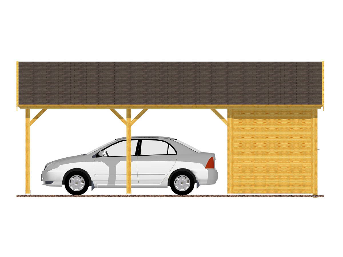 Přístřešky na auto - Garážové stání se skladem 300x700 - sedlová střecha